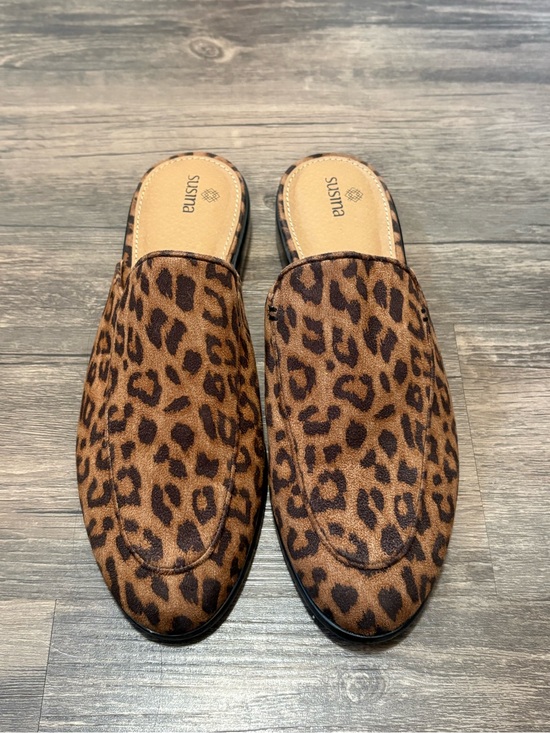 Susina Shoes - Susina Leopard-Print Backless Mules in Brown and Black